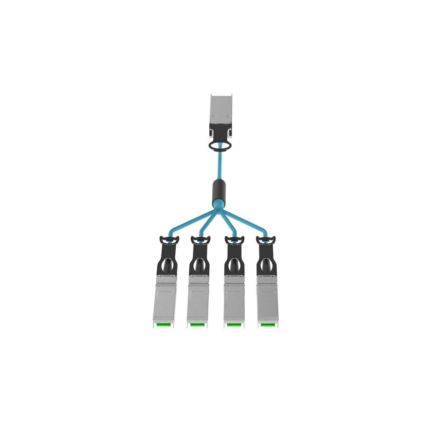 Panduit AX83NQPSPAQM010 AO Cable Assembly, QSFP+ to SFP+, 40-10G, OM3, 10m, Aqua, 1Pc