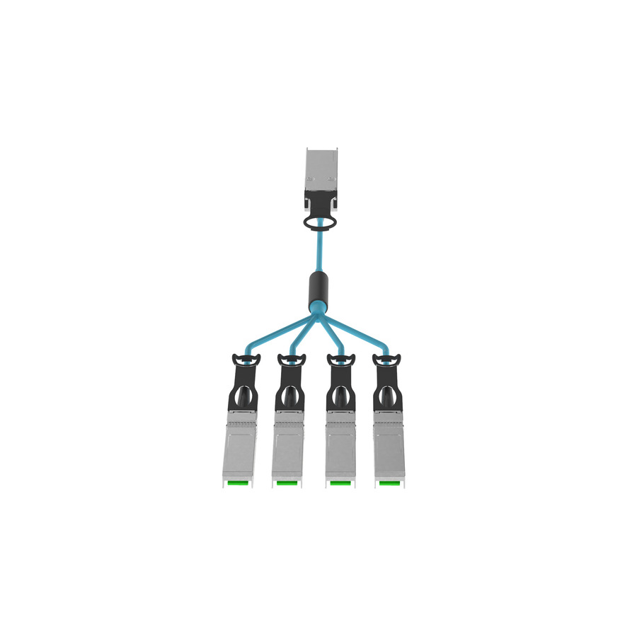 Panduit AX83NQPSPAQM015 AO Cable Assembly, QSFP+ to SFP+, 40-10G, OM3, 15m, Aqua, 1Pc