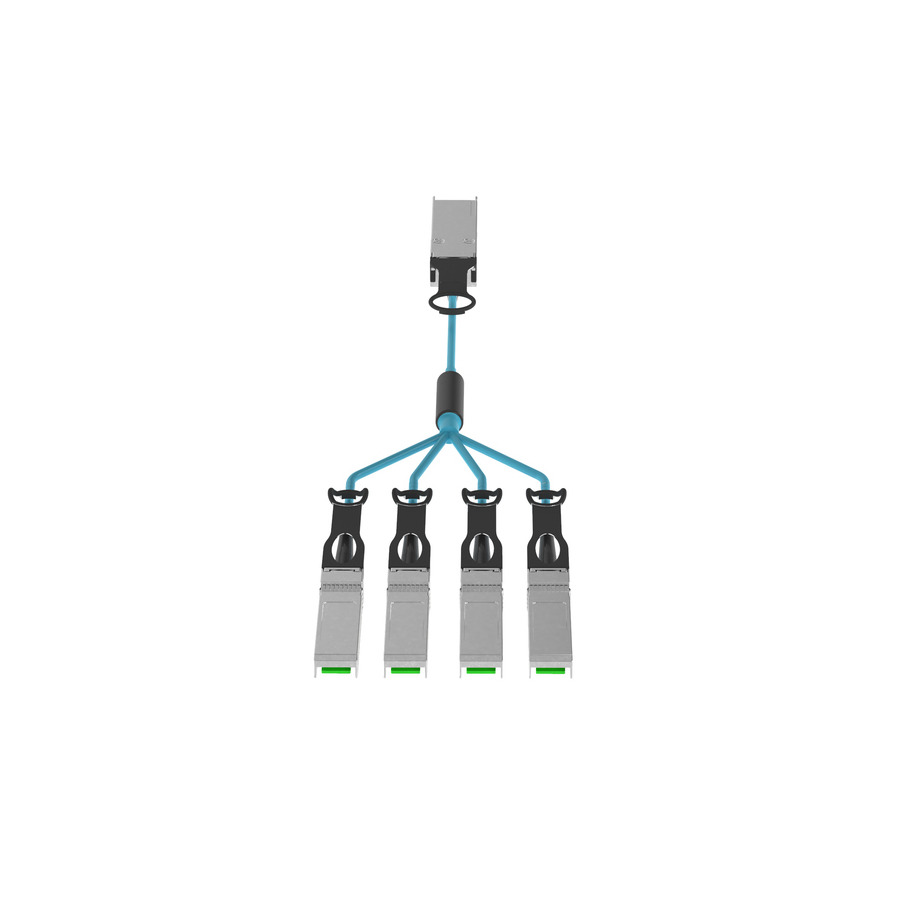 Panduit AX83NQPSPAQM020 AO Cable Assembly, QSFP+ to SFP+, 40-10G, OM3, 20m, Aqua, 1Pc