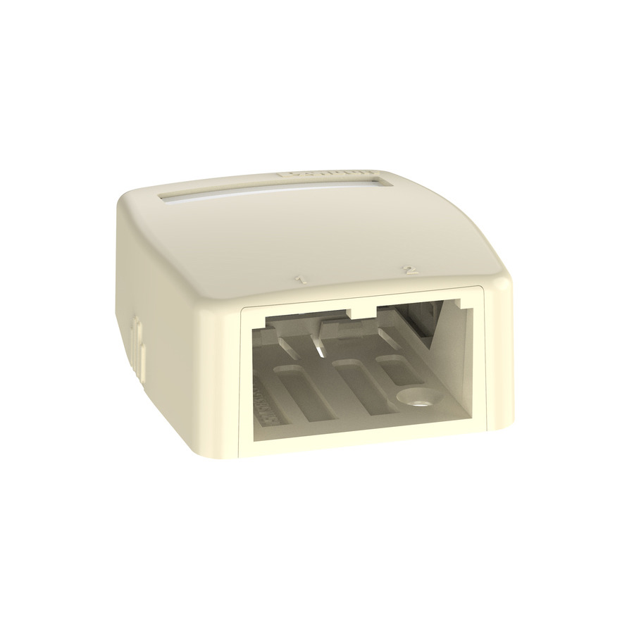 Panduit CBXQ2EI-A Mini-Com Surface Mount Box, ABS Plastic, 2 Port, Ivory