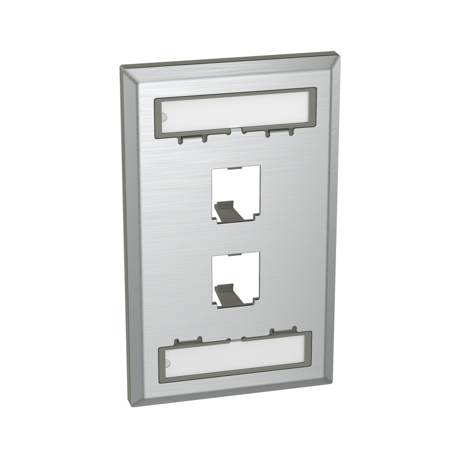 Panduit CFPL2SY Mini-Com Faceplate, 2 Port, Stainless Steel, 2.76"x4.51", 1Pc