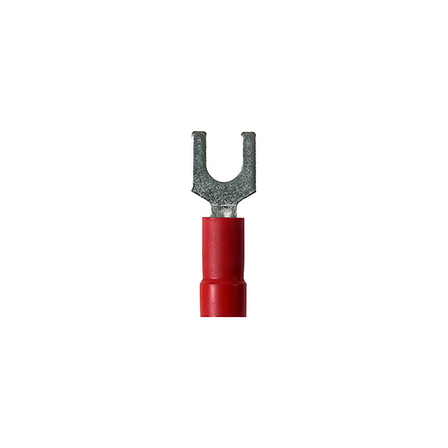 Panduit EV186FBQ StrongHold Insul Fork Terminal, 600V, 2218AWG, 6 Stud (M3.5), Red, 25Pcs