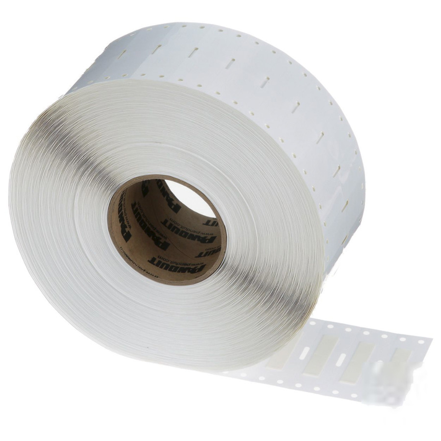 Panduit H050X044H1T-B Heat Shrink Label, 0.5" x 1/4", White, 1Roll/10000 Labels