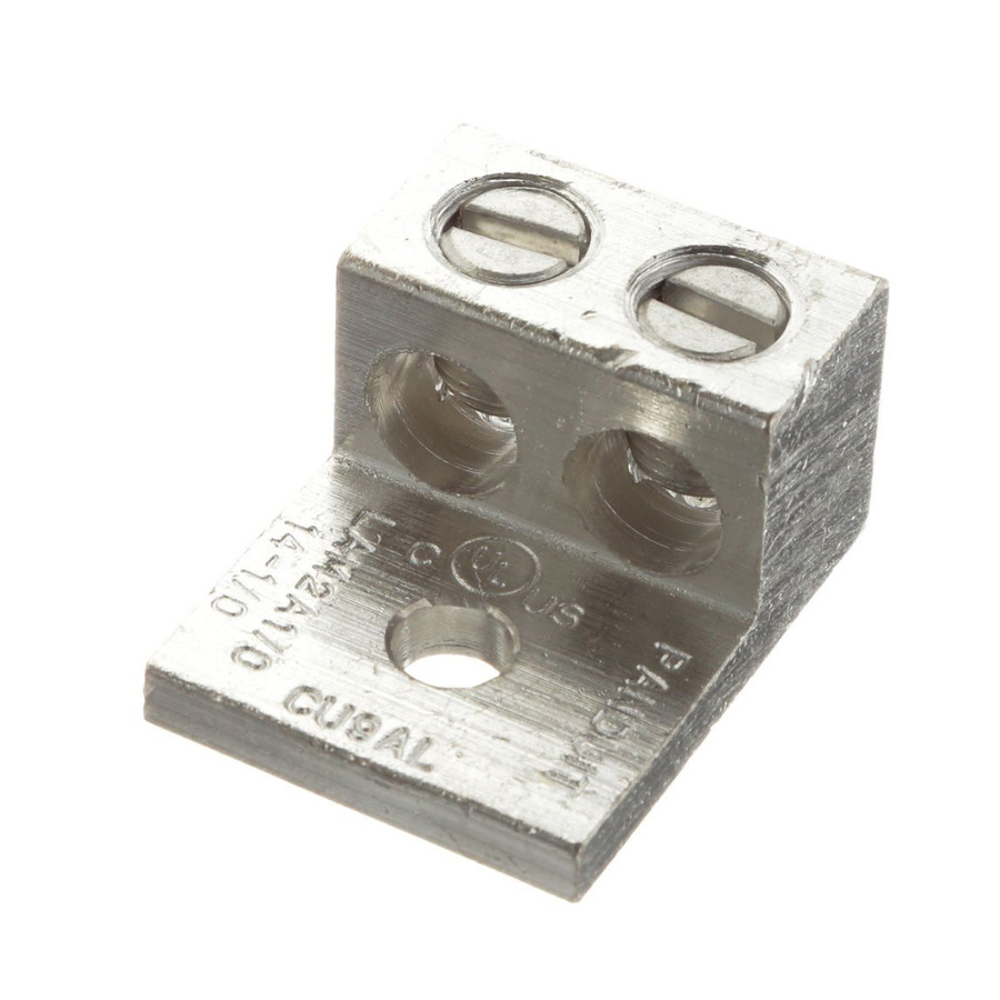 Panduit LAM2A1/0-14-6Y Aluminum Mechanical Lug, 1Hole, 1/4", Slotd, 2Barrel, 600V, 1/0-14AWG, 6Pcs