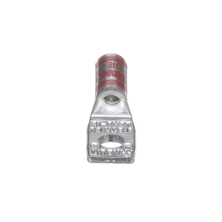 Panduit LCA8-10-L Copper Compression Lug, 1 Hole, #10, Stndrd Barrel, 35kv, 8AWG, Red, 50Pcs