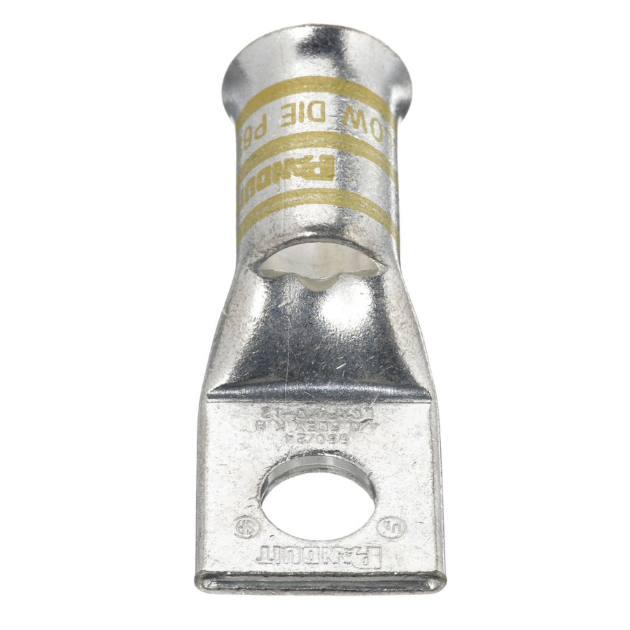 Panduit LCAF4/0-12-X Copper Compression Lug, 1 Hole, 1/2", Stndrd Barrel, 35kv, 4/0AWG, Yellow, 10Pcs