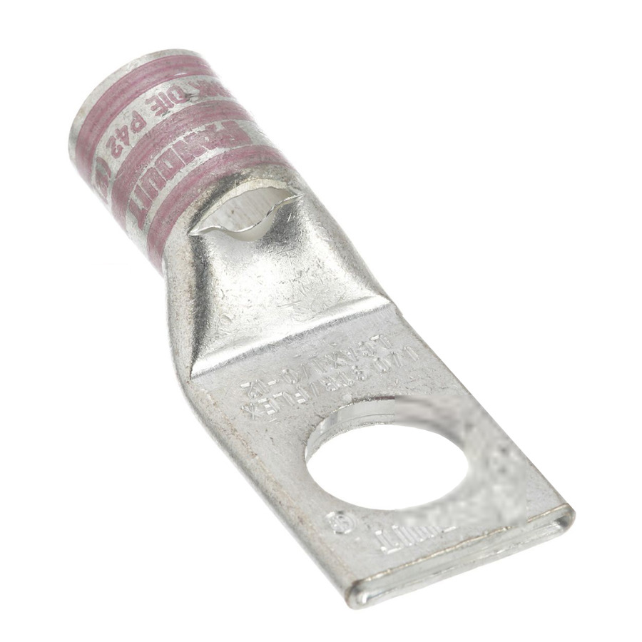 Panduit LCAX1/0-12-X Copper Compression Lug, 1 Hole, 1/2", Stndrd Barrel, 35kv, 1AWG, Pink, 10Pcs