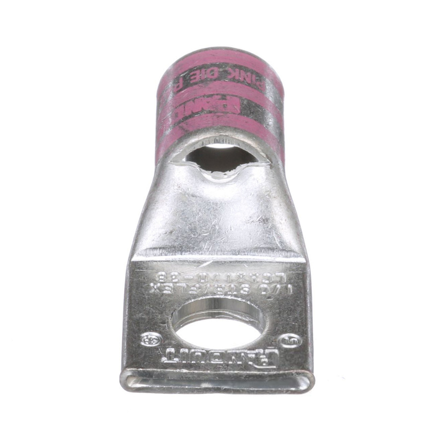 Panduit LCAX1/0-38-X Copper Compression Lug, 1 Hole, 3/8", Stndrd Barrel, 35kv, 1/0AWG, Pink, 10Pcs