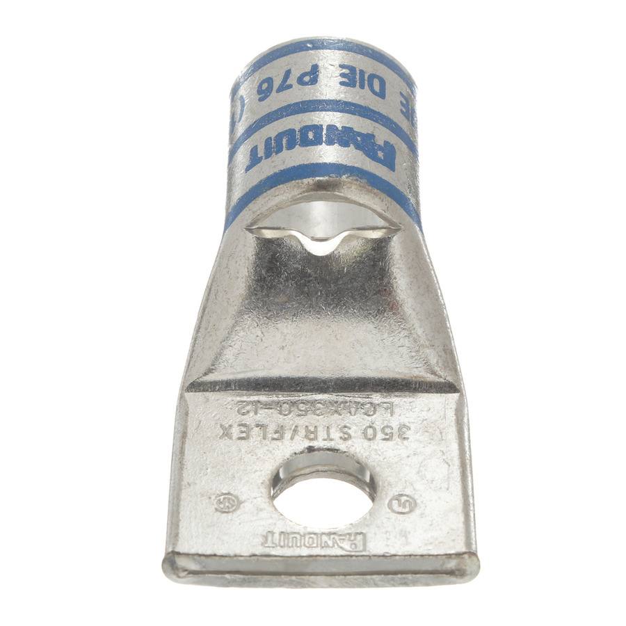 Panduit LCAX350-12-6 Copper Compression Lug, 1 Hole, 1/2", Stndrd Barrel, 35kv, 350MCM, Blue, 6Pcs