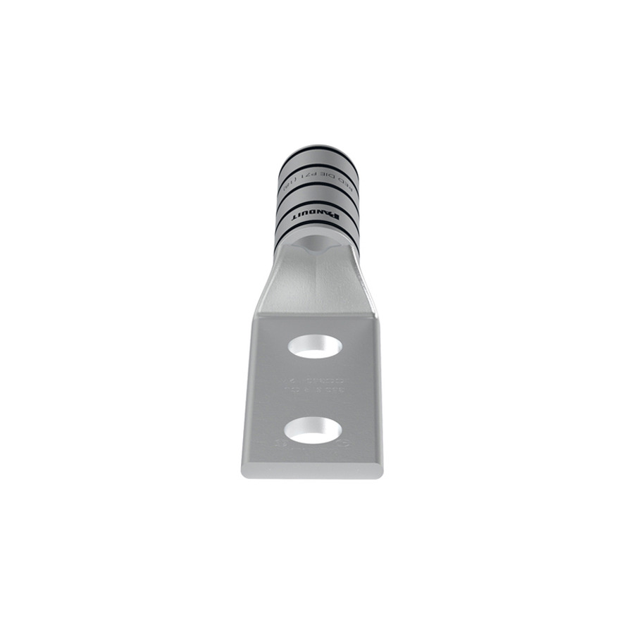 Panduit LCC350-12W-X Copper Compression Lug, 2 Hole, 1/2", Long Barrel, 35kv, 350MCM, Red, 10Pcs