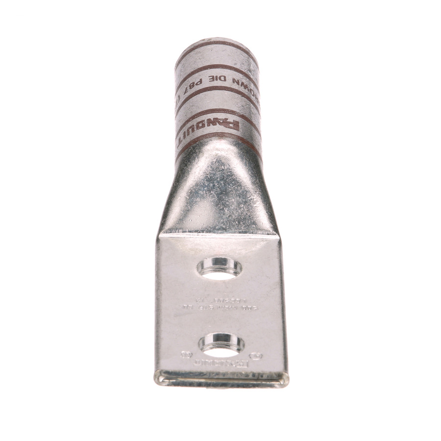 Panduit LCC500-12-6 Copper Compression Lug, 2 Hole, 1/2", Long Barrel, 35kv, 500MCM, Brown, 6Pcs