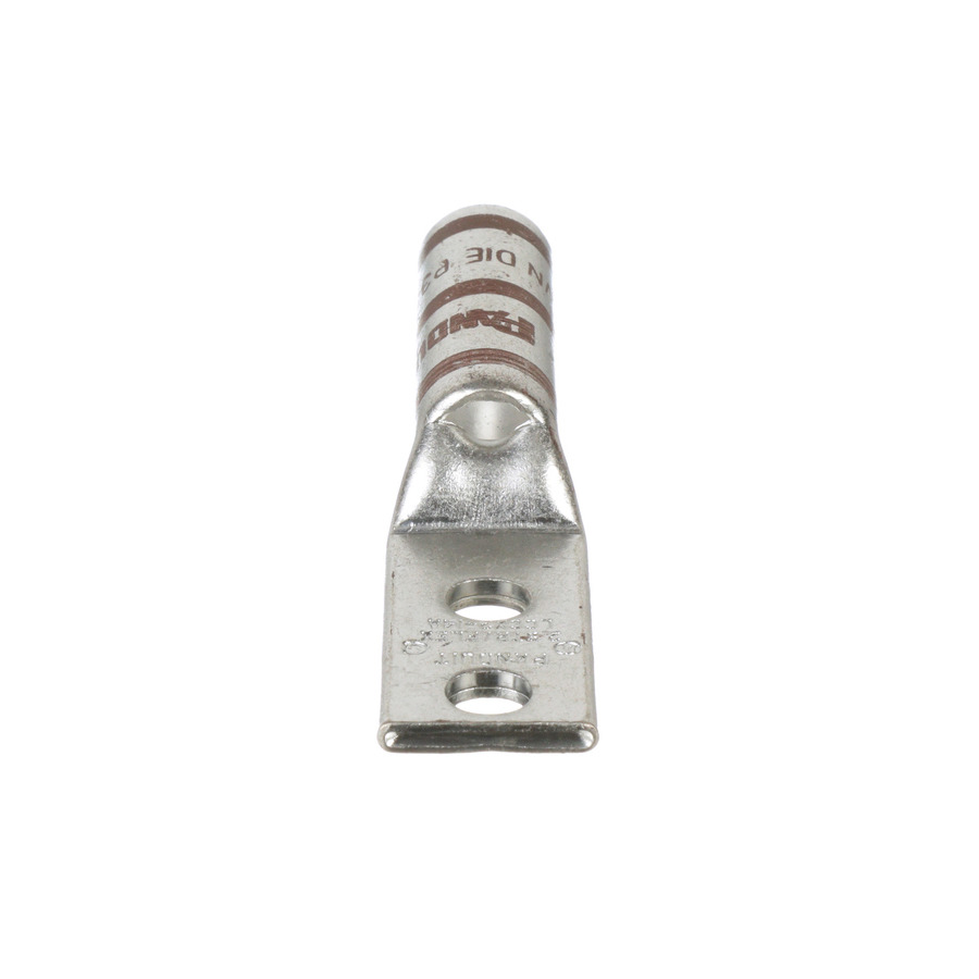 Panduit LCCX2-14A-E Copper Compression Lug, 2 Hole, 1/4", Long Barrel, 35kv, 2AWG, Brown, 20Pcs