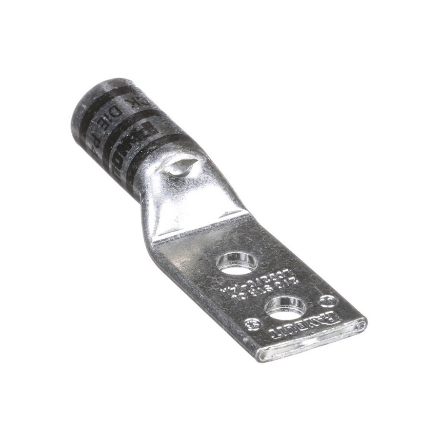 Panduit LCD2/0-14A-X Copper Compression Lug, 2 Hole, 1/4", Stndrd Barrel, 35kv, 2/0AWG, Blk, 10Pcs