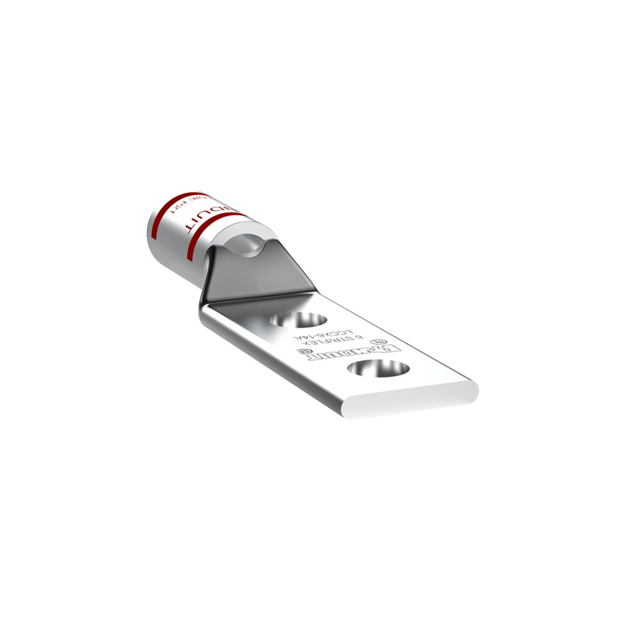 Panduit LCD8-10A-L Copper Compression Lug, 2 Hole, 10, Stndrd Barrel, 35kv, 8AWG, Red, 50Pcs