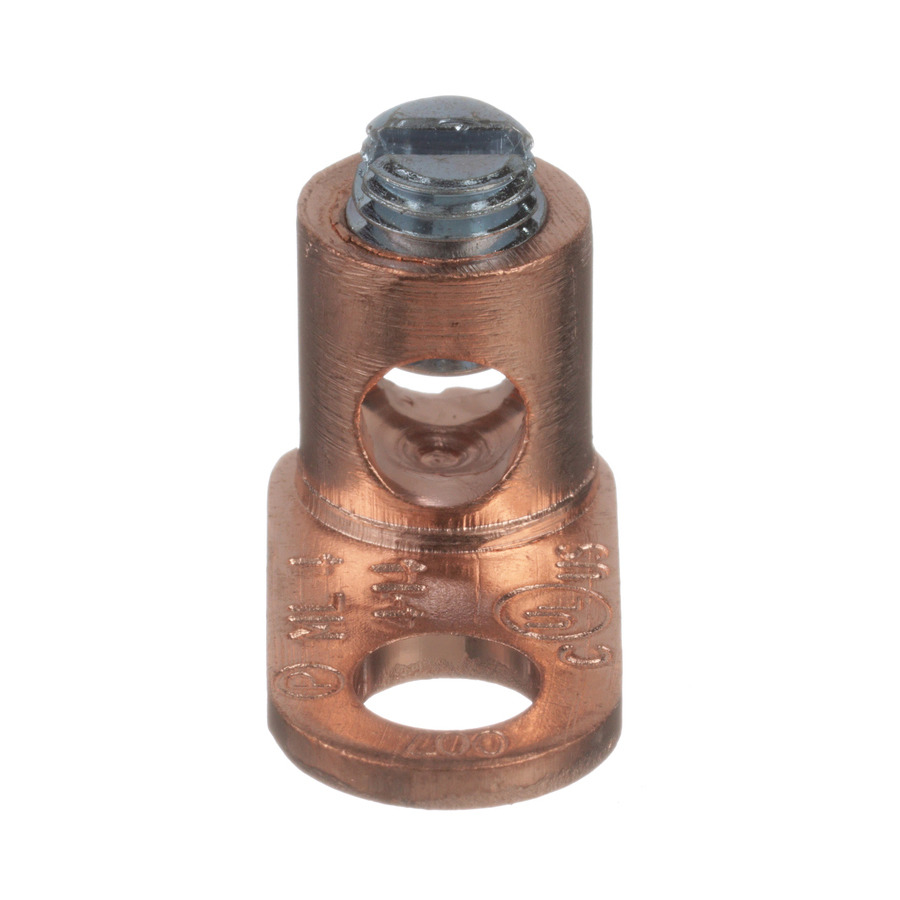 Panduit ML4-CY Copper Mechanical Lug, 1 Hole, 1/4", Slotted, Sngl Barrel, 600V, 4AWG, 100Pcs