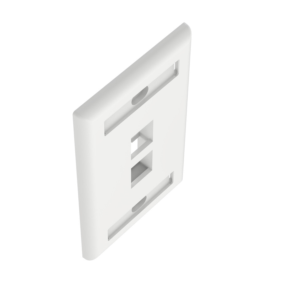 Panduit NK2FWHY NetKey Single Gang Faceplate, 2 Port, Label Pocket, ABS Plastic, 2.75"x4.5", White