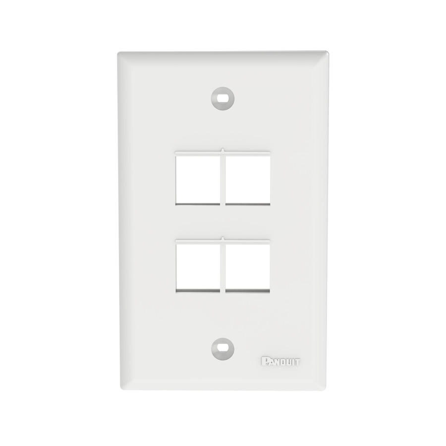 Panduit NK4FNWH NetKey Single Gang Faceplate, 4 Port, ABS Plastic, 2.75"x4.5", White