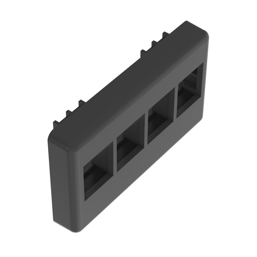 Panduit NK4MFBL NetKey Furniture Faceplate, 4 Port, ABS Plastic, 2.9"x1.7", Black