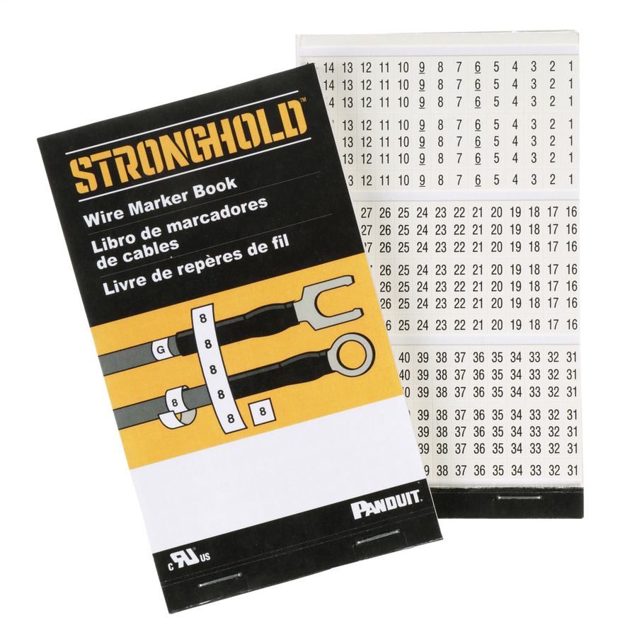 Panduit PCMB-1 StrongHold Pre-Printed Wire Marker Books, 45Markers/Legend, 10Pgs/Book