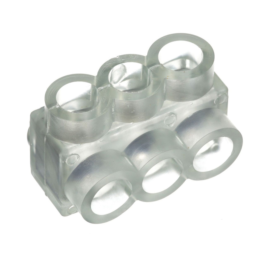 Panduit PCSB2/0-3S-6Y Multi-Tap Mechanical Lug, Clear PVC Insul, 3Port, 600V, 2/0AWG, 6Pcs