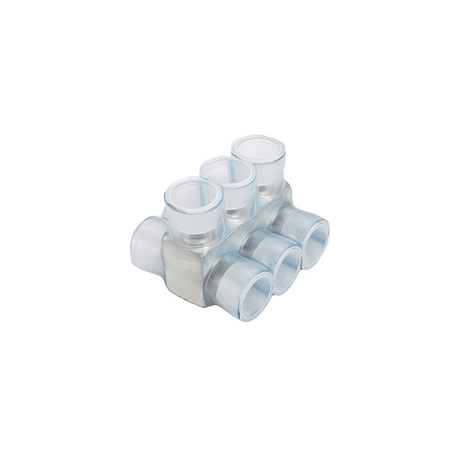 Panduit PCSB4-8-4Y Multi-Tap Mechanical Lug, Clear PVC Insul, 8Port, 600V, 4-14AWG, 4Pcs