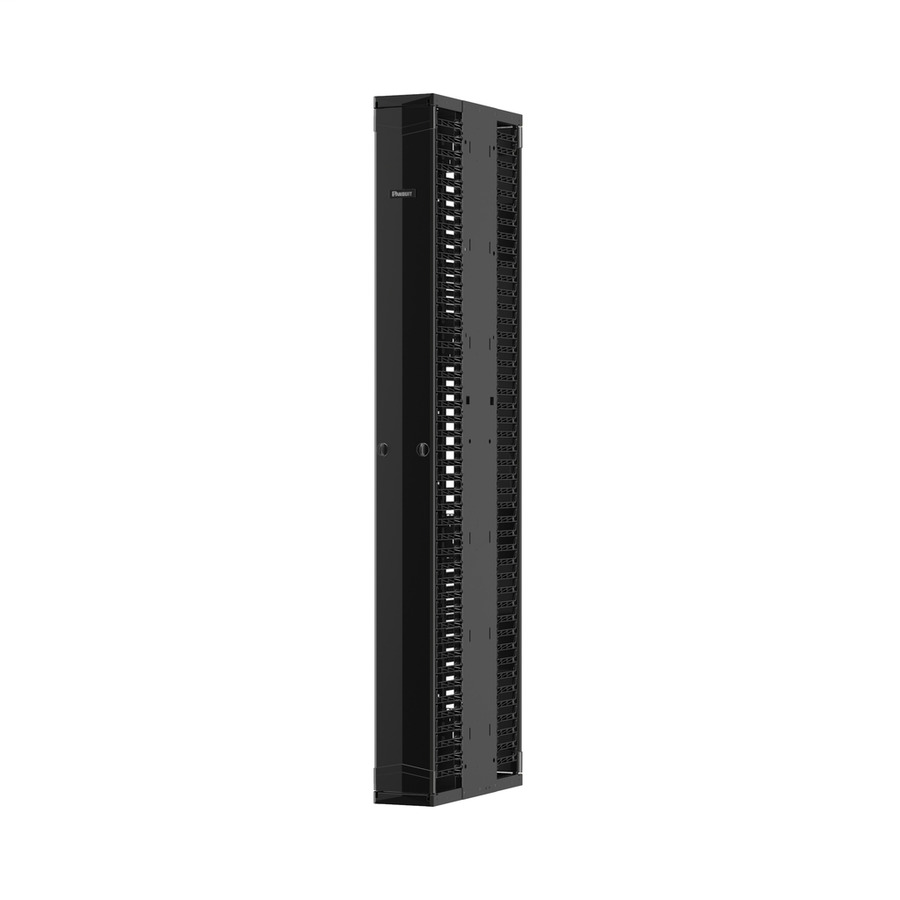 Panduit PE2VD12 PatchRunner 2 Enhanced Vertical Cable Manager, Dual-Sided, 45RU, 12"W, Black