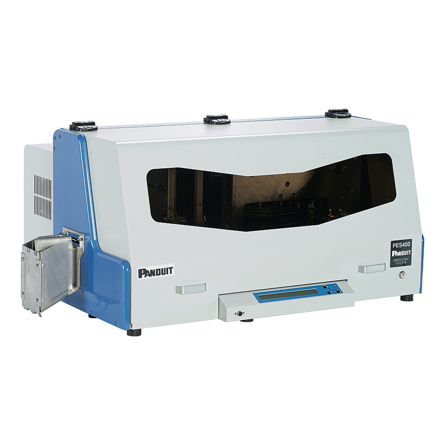 Panduit PES400 Embossing System, Speed 300 Plates/Hour, 3 and 5mm Characters, White/Blue