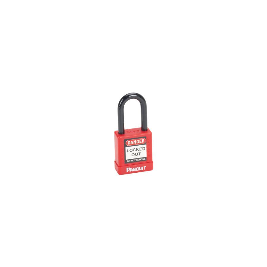 Panduit PSL-8 Non-Conductive Safety Lockout Padlock, 1 Key, Steel/Aluminum, Red