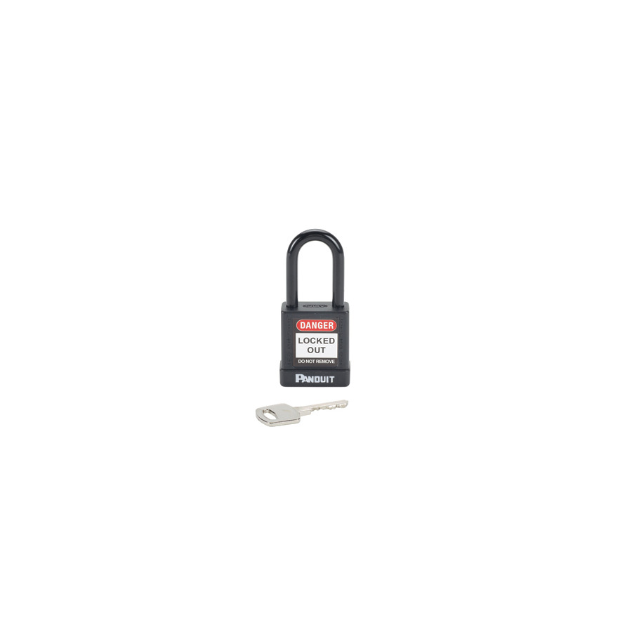 Panduit PSL-8BL Non-Conductive Safety Padlock, Short Shackle, 6-Pin Cylinder, Steel/Aluminum, Black