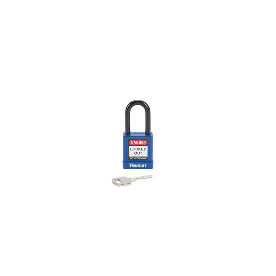 Panduit PSL-8BU Non-Conductive Safety Padlock, Short Shackle, 6-Pin Cylinder, Steel/Aluminum, Blue