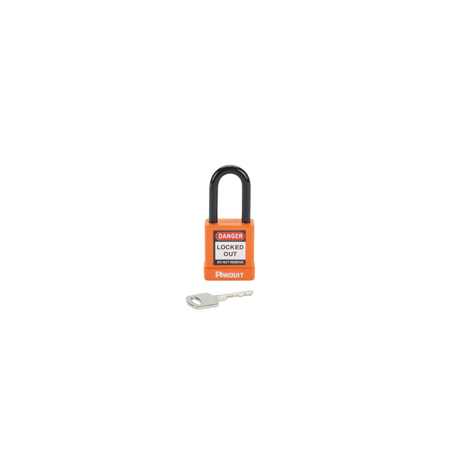 Panduit PSL-8OR Non-Conductive Safety Padlock, Short Shackle, 6-Pin Cylinder, Steel/Aluminum, Orange