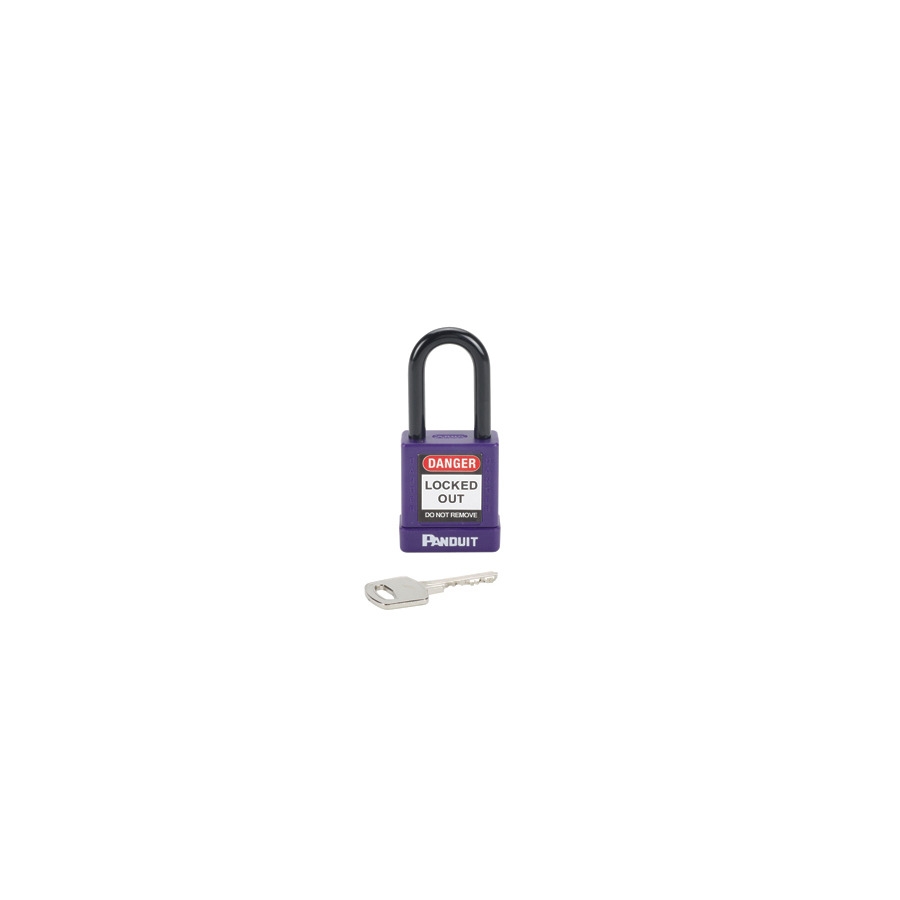 Panduit PSL-8PU Non-Conductive Safety Padlock, Short Shackle, 6-Pin Cylinder, Steel/Aluminum, Purple