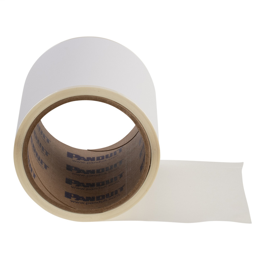 Panduit T400X000WJI-B InkJet Continous Tape, Std Adhesive, 4" Wx100' L, Vinyl, White, 1Roll