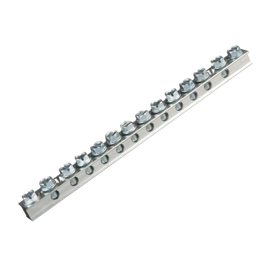 Panduit UGB2/0-414-12 Universal Ground Bar, Copper/Tin Plated, 14-4 AWG 12 Ports & 2/0 AWG Main