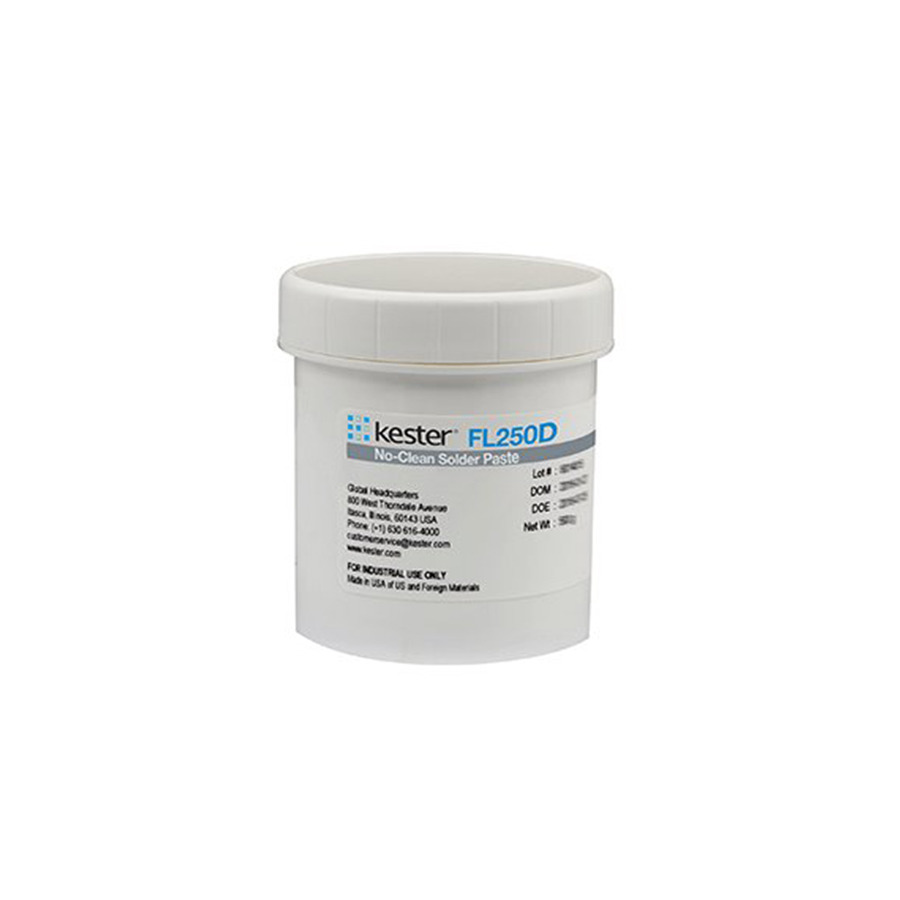 Kester 70-0902-0510 Solder Paste, No-Clean, Leaded, Sn63Pb37, 500g Jar, Fl250D Series