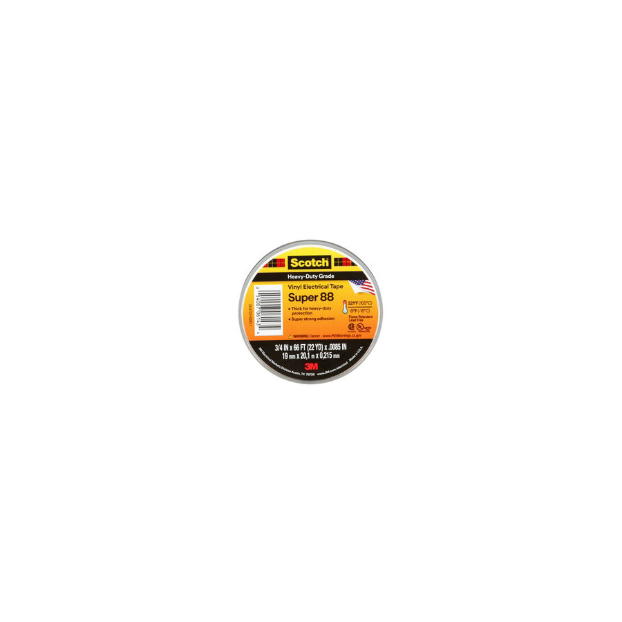 3M 7000006092 Super 88 Vinyl Electrical Tape, Heavy Duty Grade, 3/4" x 66'