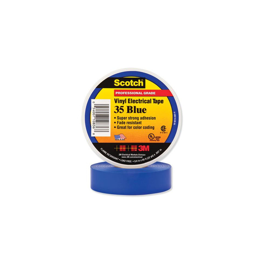 3M 7000006095 Vinyl Electrical Tape, 35, Blue, 3/4" x 66'