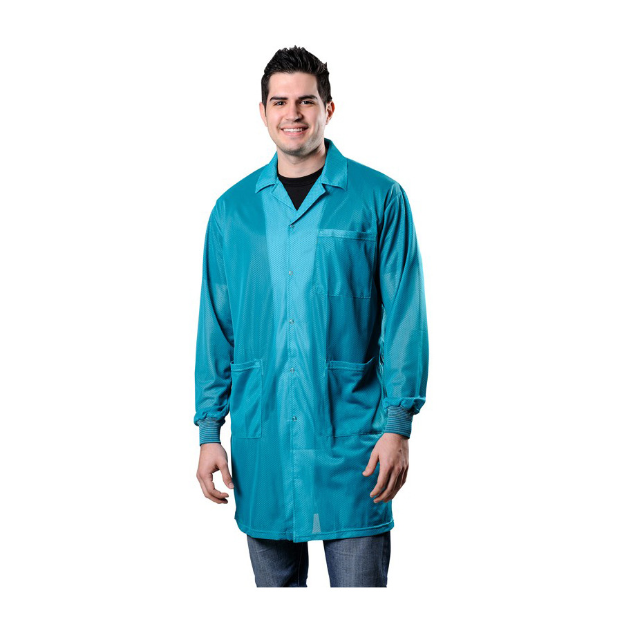 Desco 73650 Smock, Statshield, Lab Coat, Knitted Cuffs, Teal, X-Small