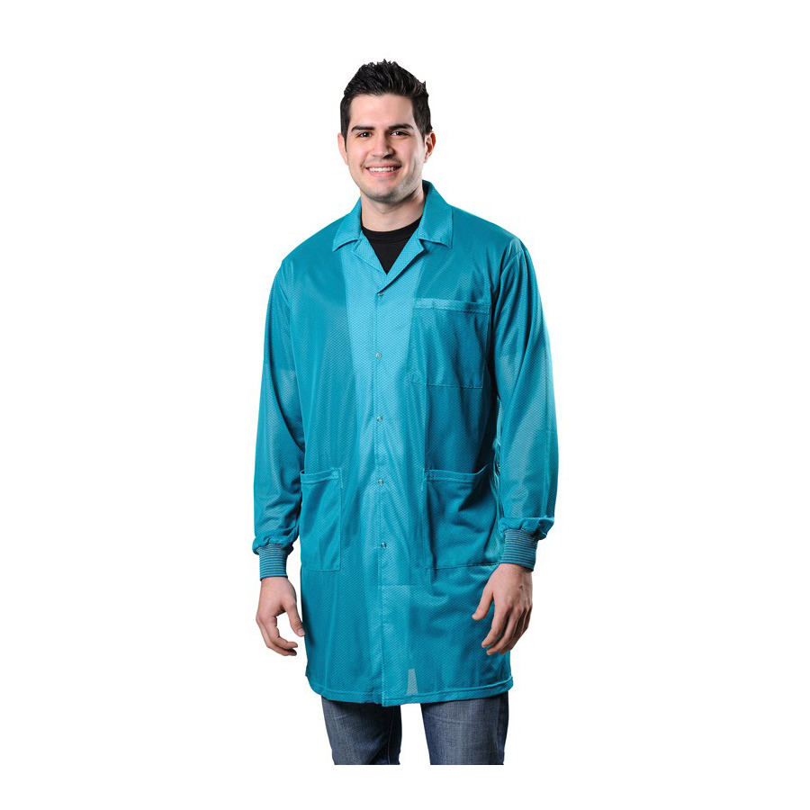 Desco 73651 Smock, Statshield, Lab Coat, Knitted Cuffs, Teal, Small