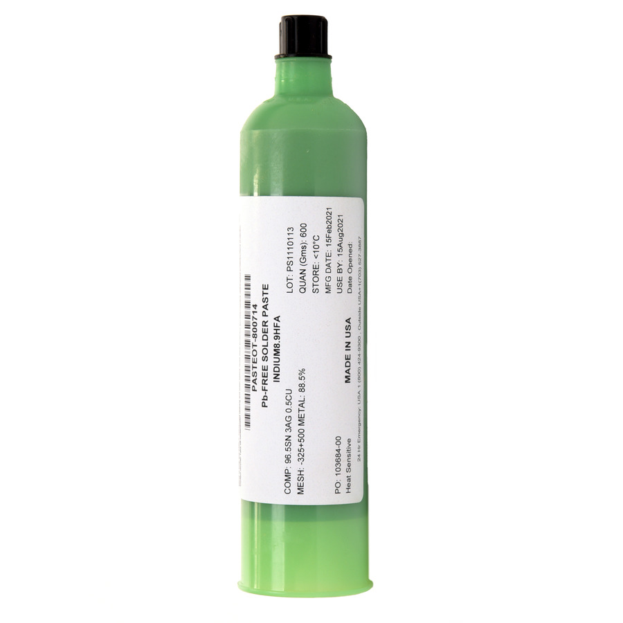 Indium Solder PASTEOT-800714 Solder Paste, 600g/Semco Cartridge