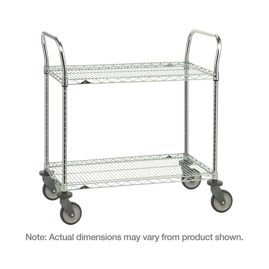 Metro 2SPN33PS SP Series Utility Cart, 2 Stainless Steel Wire Shelves, 18"x36"x39"