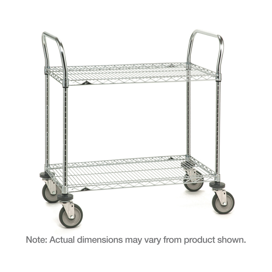 Metro 2SPN43DC SP Series Utility Cart, 2 Chrome Wire Shelves, 21"x36"x39"