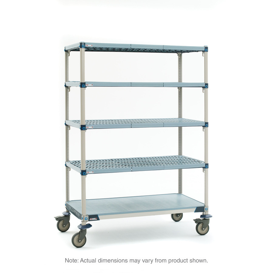 Metro 5Q357EG3 5-Shelf Industrial Plastic Mobile Cart, Solid Bottom Shelf, 18"x48"x80" MMQ Series