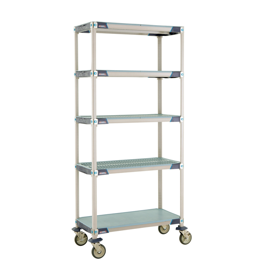 Metro 5X337EGX3 Industrial Plastic Shelving Mobile Cart, 5-Shelf, 18"x36"x79.3125" MMi Series