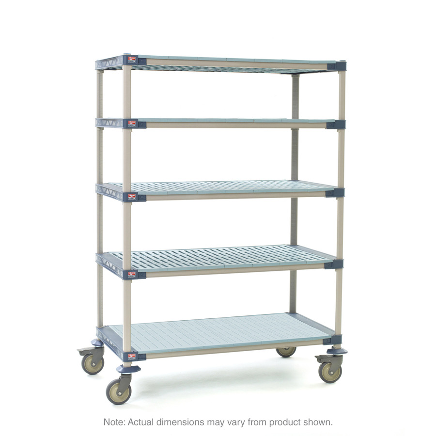 Metro 5X337PG4 5-Shelf Industrial Plastic Shelving Mobile Cart, Solid Bottom Shelf, 18"x36"x79.3125"