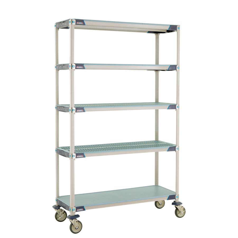 Metro 5X357EGX3 Industrial Plastic Shelving Mobile Cart, 5-Shelf, 18"x48"x79.3125" MMi Series