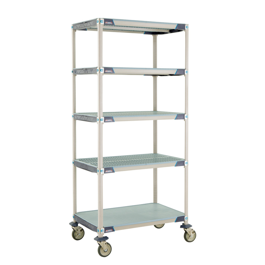 Metro 5X537EGX3 Industrial Plastic Shelving Mobile Cart, 5-Shelf, 24"x36"x79.3125" MMi Series