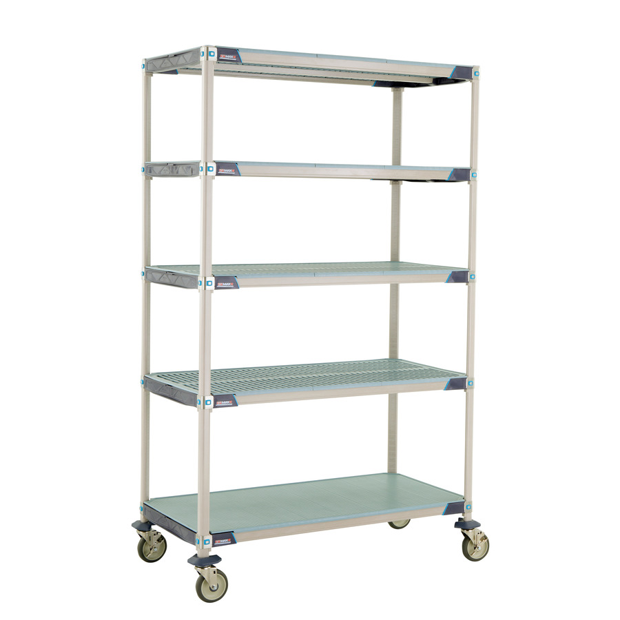 Metro 5X557EGX3 Industrial Plastic Shelving Mobile Cart, 5-Shelf, 24"x48"x79.3125" MMi Series