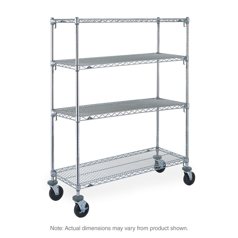 Metro A336BC Super Erecta 4-Shelf Ind. Wire Shelf Stem Rubber Caster Cart, Adj., Chr, 18x36x67.875"