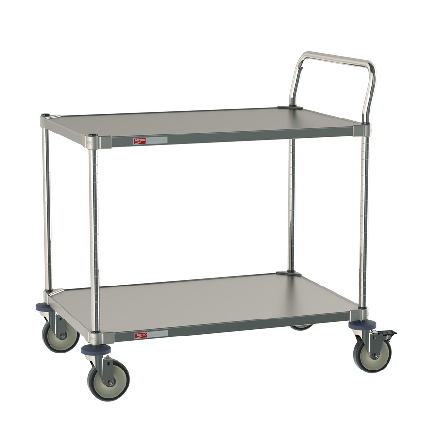 Metro CRLS432NFS 2-Shelf Stainless Steel Cart for Labs and Cleanrooms, 24" Wx36" Lx39"H